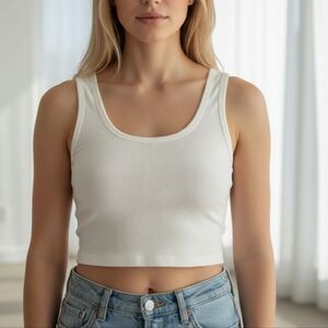 SKIMS Threadbare Cotton Cropped Tank Snow White 4X NWT